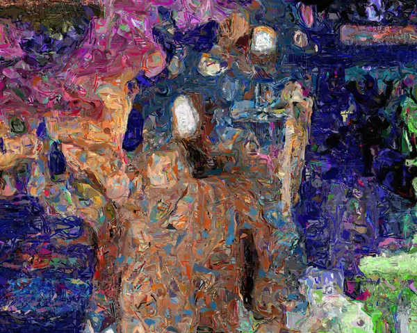 Абстрактная Живопись Безликим Человеком Рендеринг — стоковое фото