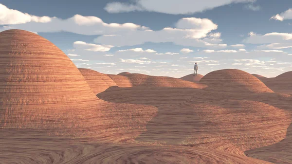 Άνθρωπος Στέκεται Στην Έρημο Των Βράχων — Φωτογραφία Αρχείου