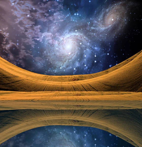 Gerçeküstü Göl. Gökteki Galaksi. 3B görüntüleme