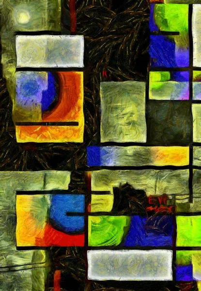 Abstract Painting Mondrian Style — Stock Photo, Image