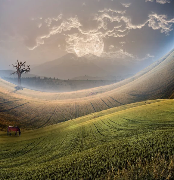 Paesaggio Tranquillo Con Montagna Rendering — Foto Stock