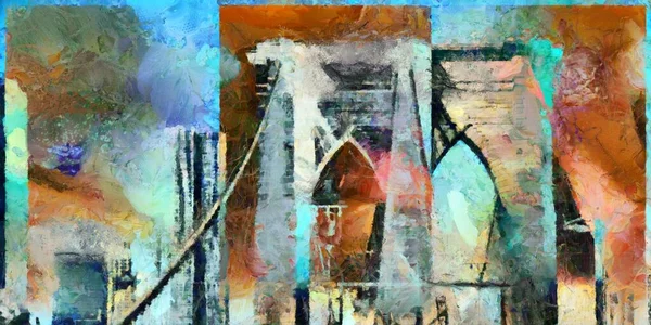 Pintura Moderna Ponte Brooklyn Renderização — Fotografia de Stock