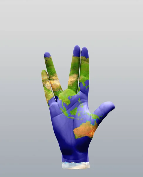 Vulcan Greeting Hand Sign Rendering — Stock Photo, Image