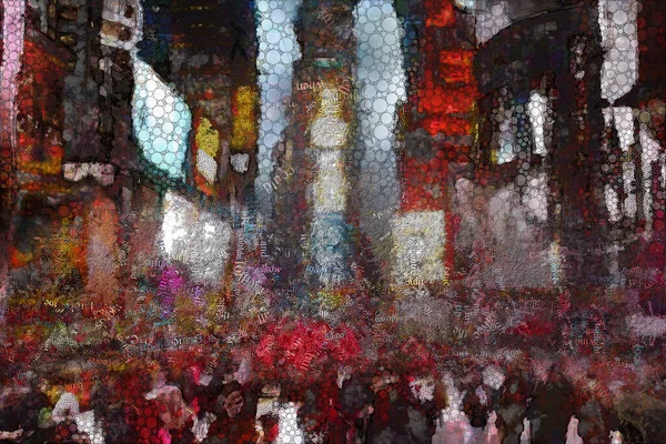 Times Square Surreal Painting Rendering — Stock Photo, Image