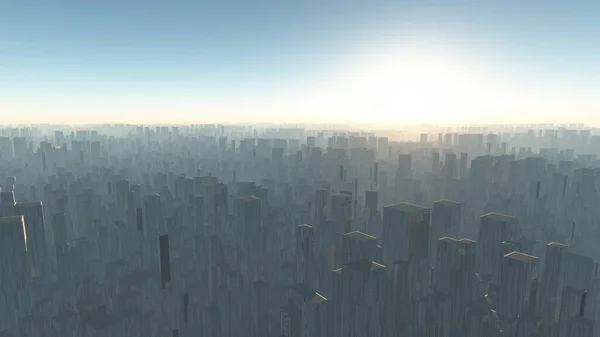 街の上で夜明け 3Dレンダリング — ストック写真