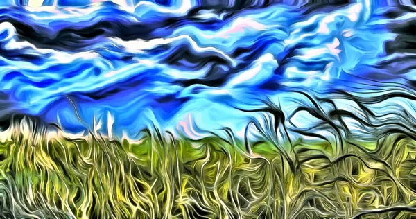 Impressionism Painting Field Wheat Rendering — Stock Photo, Image