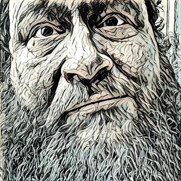 Digital Illustration. Man with beard