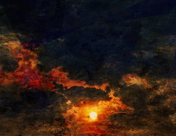 橙色日落 天空中的云彩 — 图库照片