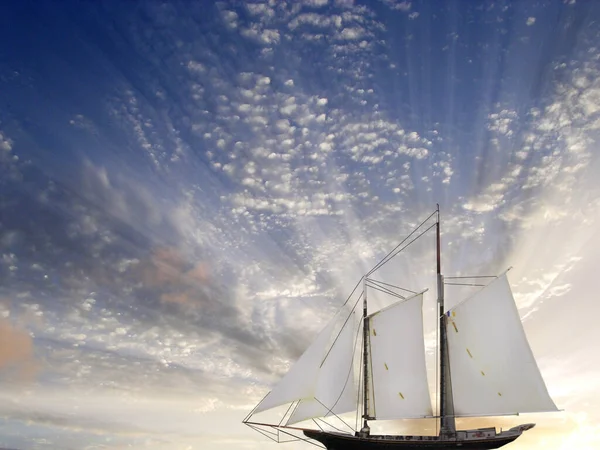 Zeilboot Zon Lucht — Stockfoto