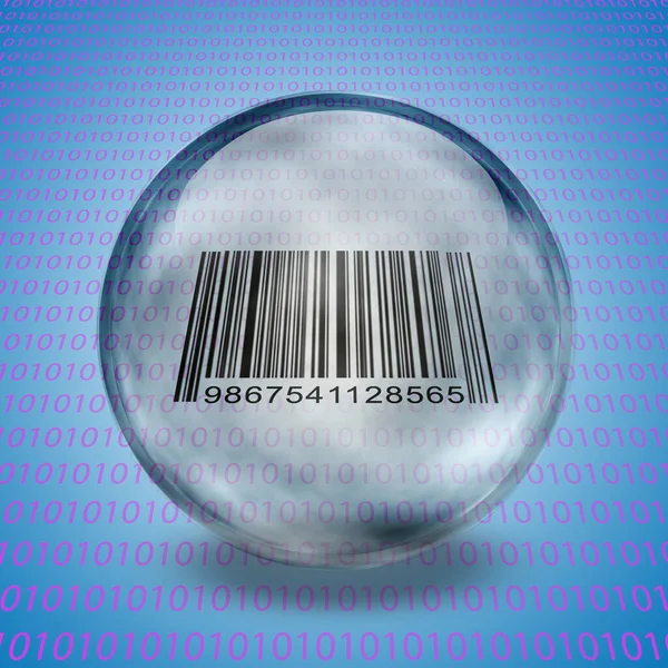 Barcode Binary Code Crystal Sphere — Stock Photo, Image