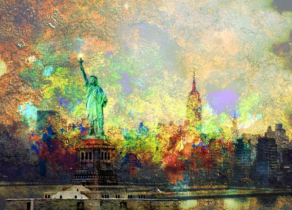 Nueva York Manhattan Collage Arte Moderno Renderizado — Foto de Stock