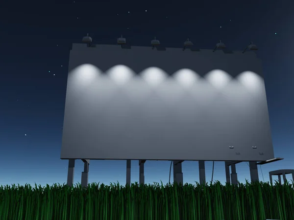 Night Roadside Billboard Rendering — Stock Photo, Image