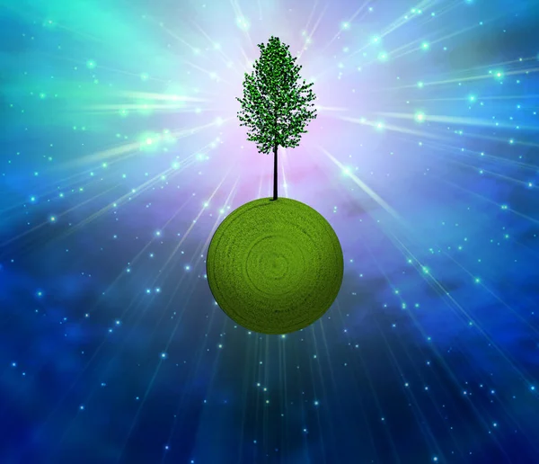 Árbol Sobre Hierba Verde Globe — Foto de Stock