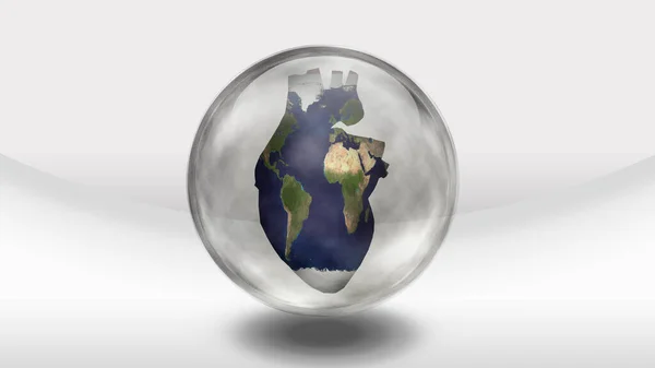 Человеческое Сердце Земля Стеклянной Сфере — стоковое фото