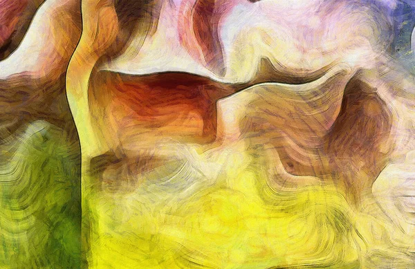 Abstracte Schilderkunst Gedempte Kleuren Vloeiende Lijnen — Stockfoto