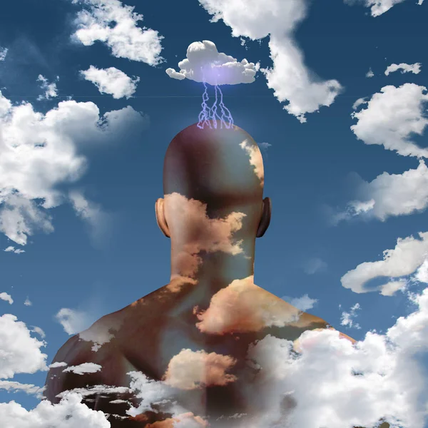 Мужская Голова Облаках Рендеринг — стоковое фото