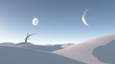 Zen 'de kurumuş ağaç Çöl manzarası