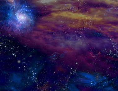 Galaktik Uzay Canlı Renkleri. 3B görüntüleme