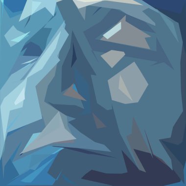 Soyut resim. Adamın yüzünü mavi renklerde.