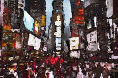 Times Meydanı, gerçeküstü boyama. 3D render