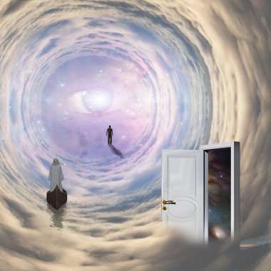 Keşiş ve insan Tanrı 'nın Gözü yolunda