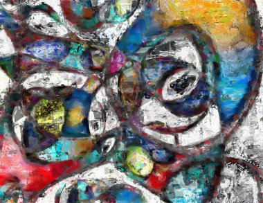 Beyaz, kırmızı, sarı ve mavi kompozisyon. Soğuk renkler