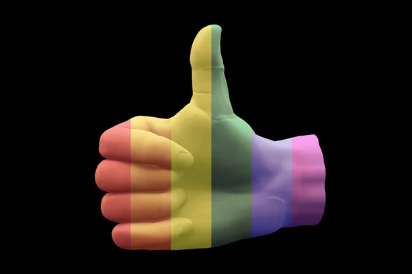 Duimen Omhoog Rainbow Hand Teken Weergave — Stockfoto