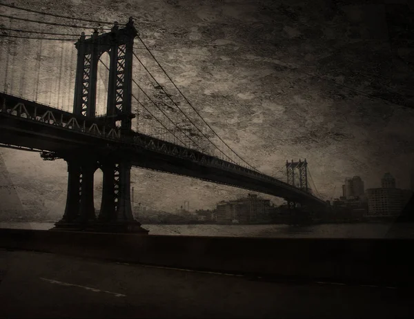 Dramatic Painting Manhattan Bridge Rendering — Stock Photo, Image