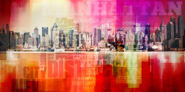 Manhattan Harbor Modern Abstract Rendering — Stockfoto