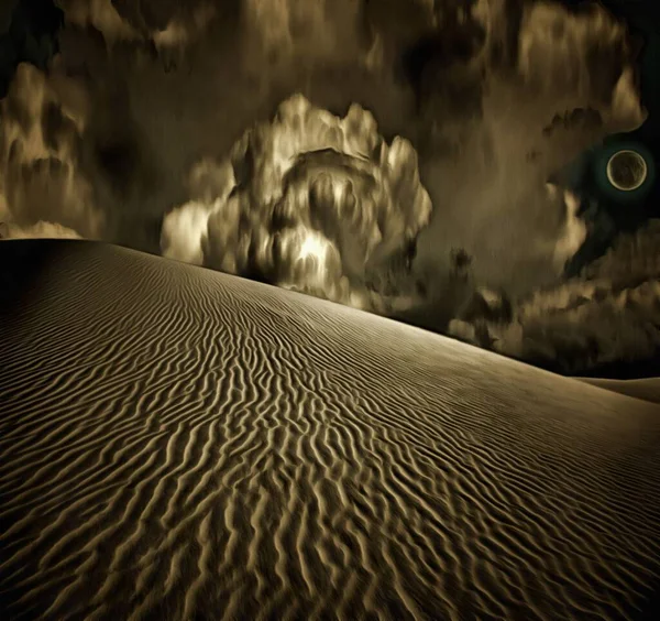 Песчаная Дюна Облачное Небо Рендеринг — стоковое фото