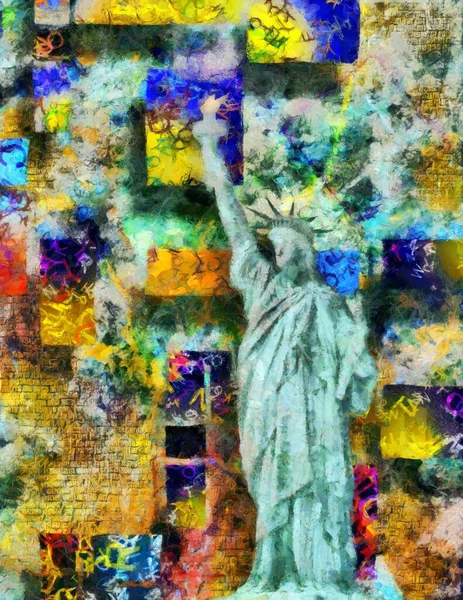 Abstrakte Malerei Freiheitsstatue — Stockfoto