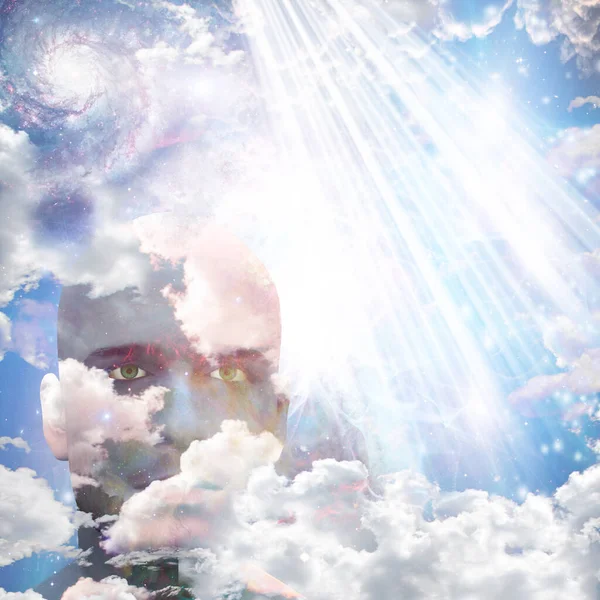 Mans Head Clouds Rendering — Stock Photo, Image