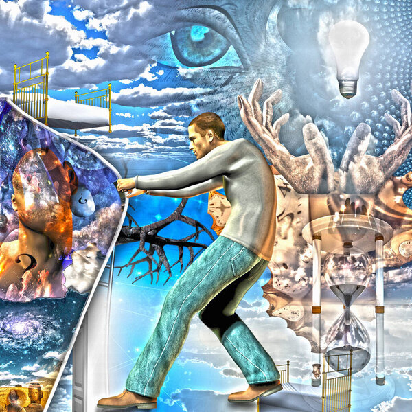 Man pulls back curtain of reality