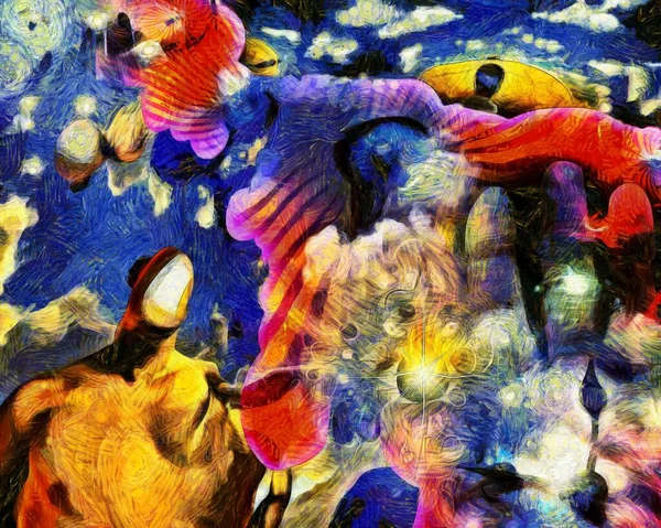 Złożony Surrealistyczny Obraz Duże Oko Dziurką Klucza Sylwetka Nagiego Mężczyzny — Zdjęcie stockowe