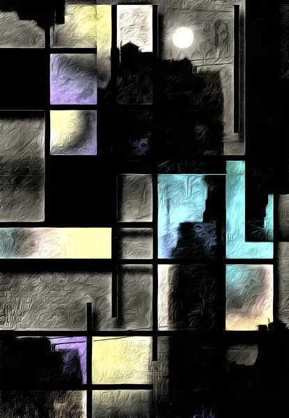 Abstract Schilderen Mondriaan Stijl — Stockfoto