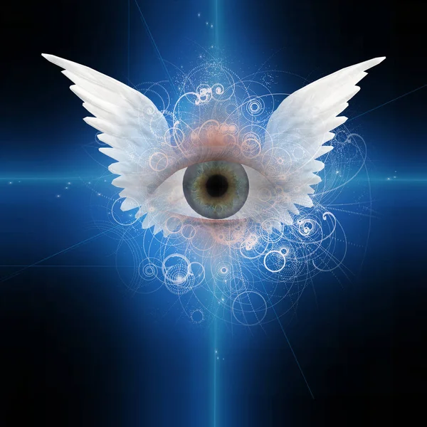 翼のある眼の芸術 3Dレンダリング — ストック写真