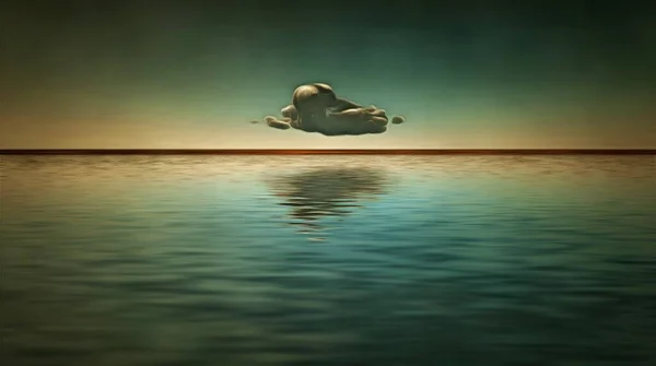 Szürrealizmus Magányos Felhő Lebeg Vízfelszín Felett — Stock Fotó