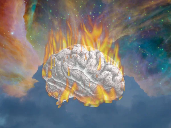 Burning Mind Space Rendering — Stock Photo, Image