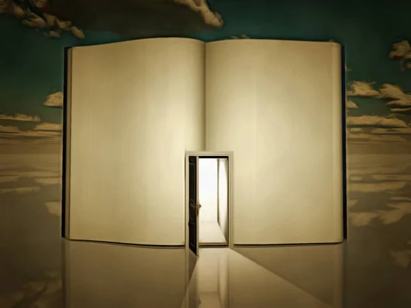 Gerçeküstü Resim Açık Kapısı Olan Temiz Bir Kitap — Stok fotoğraf