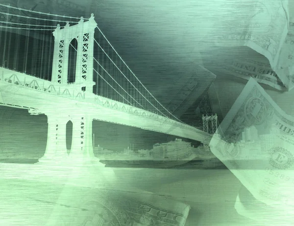 City Bridge Money Rendering — ストック写真