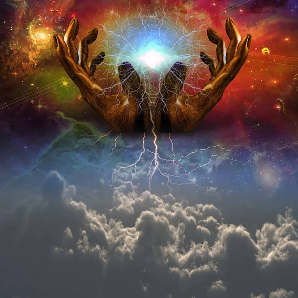 现实主义 上帝的手在天空中 — 图库照片