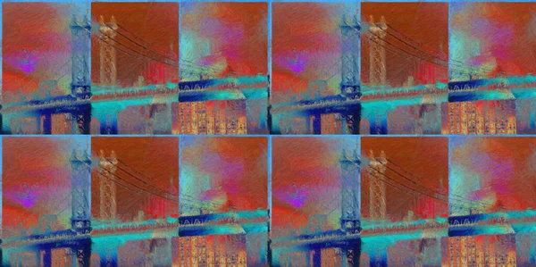 Міст Мондріана Манхеттена Візуалізація — стокове фото