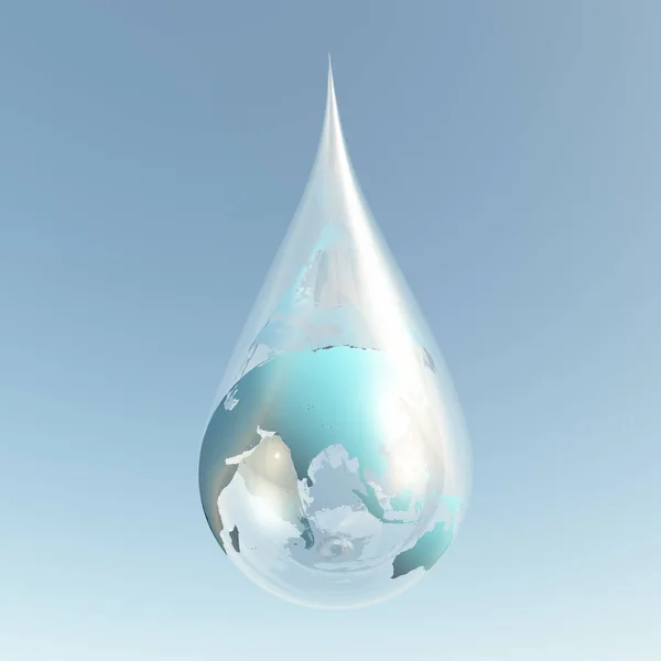 Water Drop Asia Rendering — 图库照片