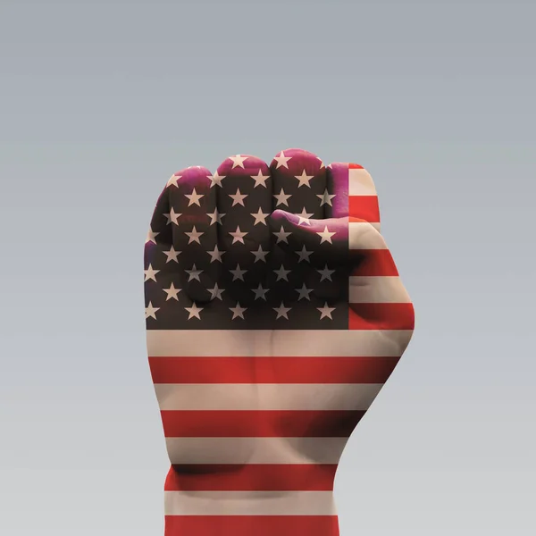 Usa Flag Clenched Fist Hand Sign Rendering — 图库照片