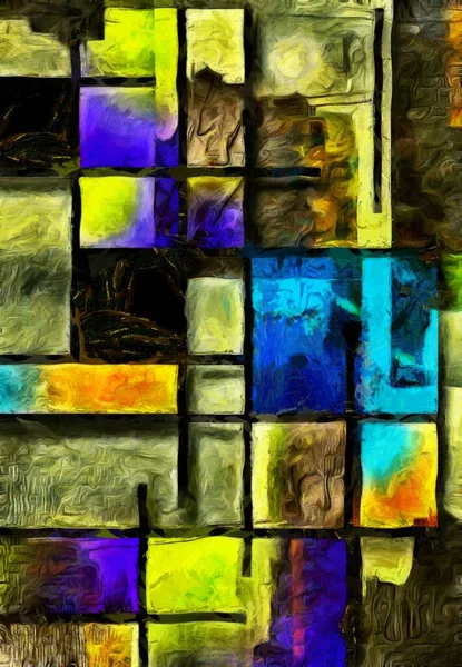 Pintura Abstrata Estilo Mondriano — Fotografia de Stock