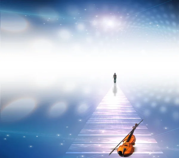 Musical Path Violin Sky Road — Stok fotoğraf