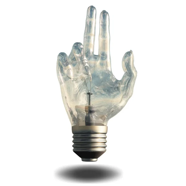 Pointing Light Bulb Rendering — стоковое фото