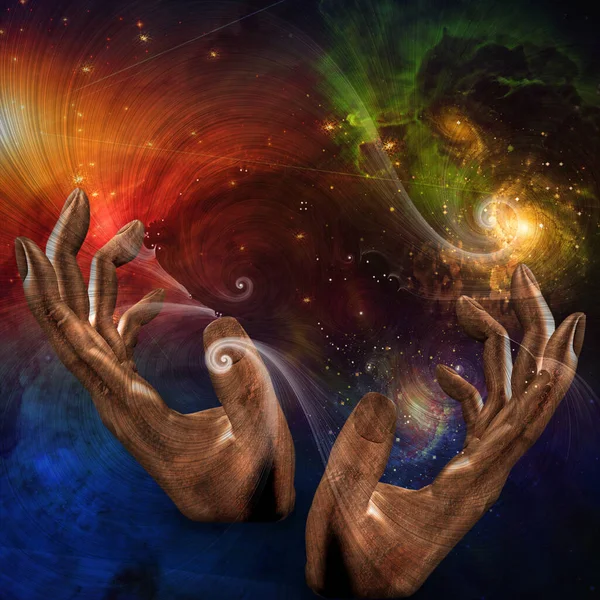 Hands Moving Space Rendering — Stock Photo, Image