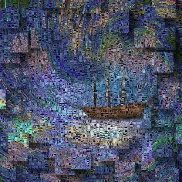 Самотній Корабель Слова Мистецтва Візуалізація — стокове фото