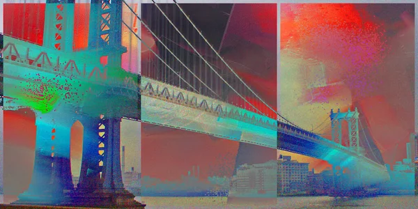 Manhattan Bridge Paisagem Painterly — Fotografia de Stock